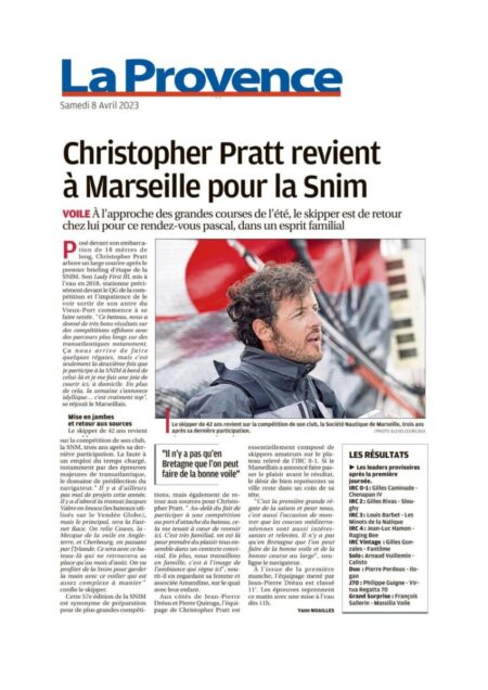 « Christopher Pratt revient à Marseille pour la Snim »